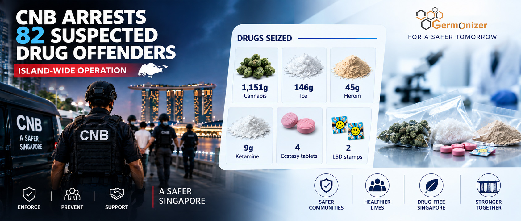 CNB officer arrests suspected drug offender during Singapore